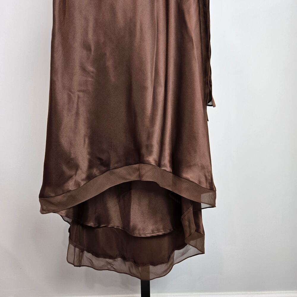 Vintage Eliza J Silk Y2K Halter Dress Midi Babydoll Brown Fairy 4 - Picture 3 of 7